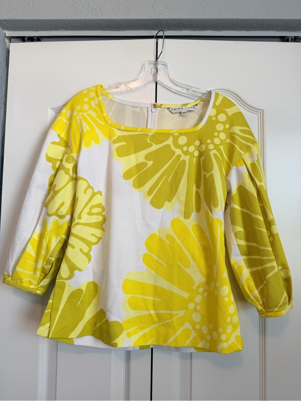 Trina Turk Coba Top Blouse Yellow Green Floral Colorful Maximalist $248- for $50